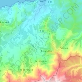 Occhiatana topographic map, elevation, terrain