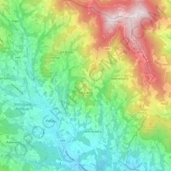 Pöllauberg topographic map, elevation, terrain