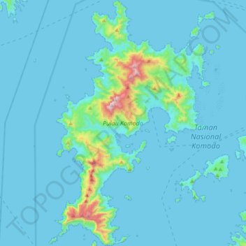 Komodo topographic map, elevation, terrain