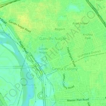 Gandhi Nagar topographic map, elevation, terrain