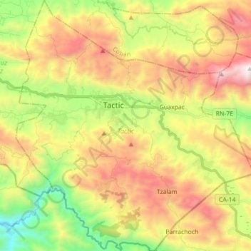 Tactic topographic map, elevation, terrain