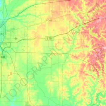Clay County topographic map, elevation, terrain