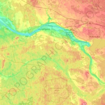 Sērenes pagasts topographic map, elevation, terrain
