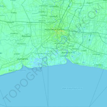 Bangkok topographic map, elevation, terrain
