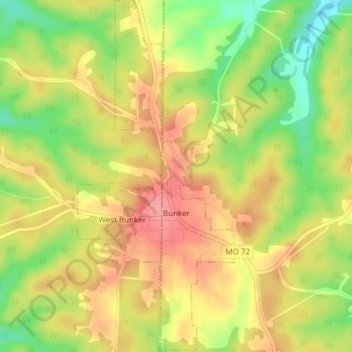 Bunker topographic map, elevation, terrain