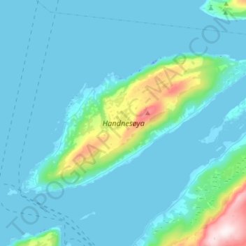 Handnesøya topographic map, elevation, terrain