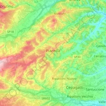Pianella topographic map, elevation, terrain