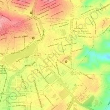 José Pinheiro topographic map, elevation, terrain