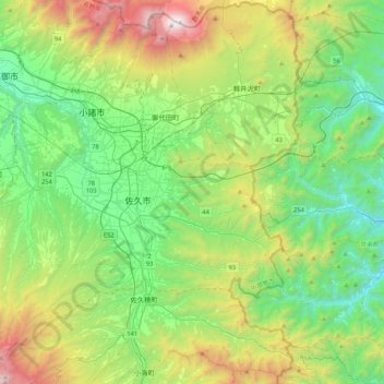 北佐久郡 topographic map, elevation, terrain