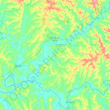 São Mateus do Sul topographic map, elevation, terrain