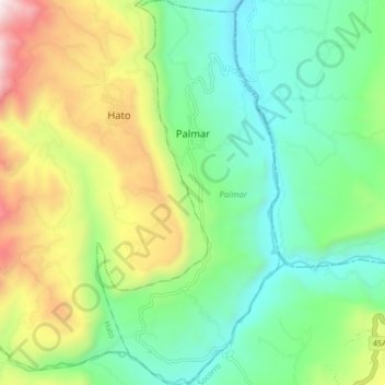Palmar topographic map, elevation, terrain