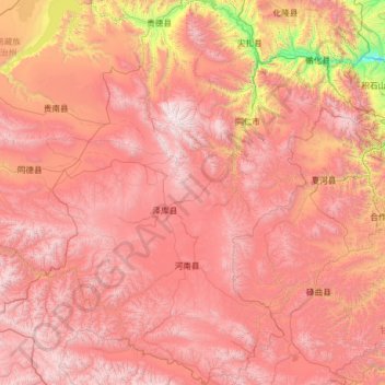 རྨ་ལྷོ་བོད་རིགས་རང་སྐྱོང་ཁུལ་ 黄南藏族自治州 topographic map, elevation, terrain
