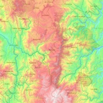 Sonsón topographic map, elevation, terrain