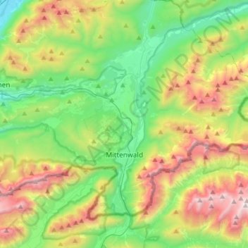 Mittenwald topographic map, elevation, terrain