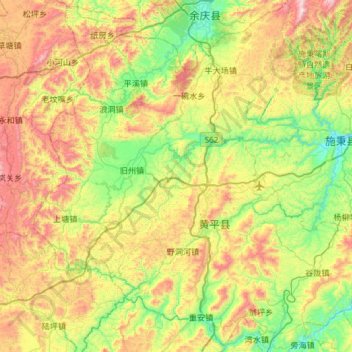 黄平县 topographic map, elevation, terrain