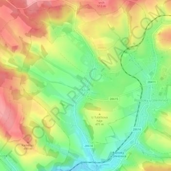 Kruh topographic map, elevation, terrain
