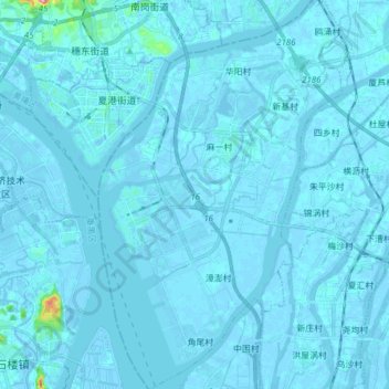 麻涌镇 topographic map, elevation, terrain