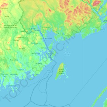 Comté de Charlotte topographic map, elevation, terrain