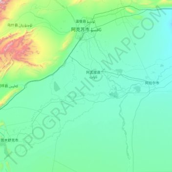 Aksou topographic map, elevation, terrain