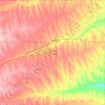 Norton County topographic map, elevation, terrain