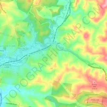 Wattle Glen topographic map, elevation, terrain