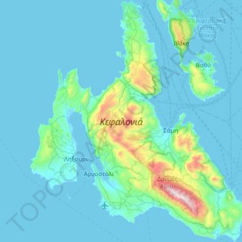 Cephalonia topographic map, elevation, terrain