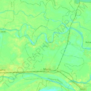 Mansi topographic map, elevation, terrain