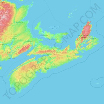 Nouvelle-Écosse topographic map, elevation, terrain