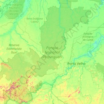 Parque Nacional Mapinguari topographic map, elevation, terrain