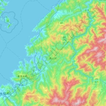 芦北町 topographic map, elevation, terrain