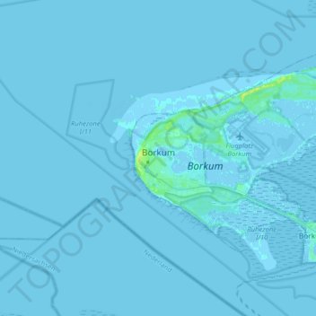 Borkum topographic map, elevation, terrain
