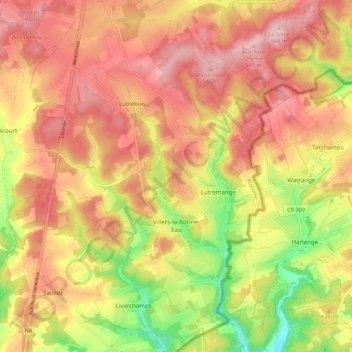 Villers-la-Bonne-Eau topographic map, elevation, terrain
