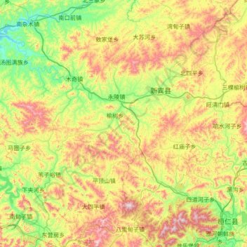 新宾满族自治县 topographic map, elevation, terrain
