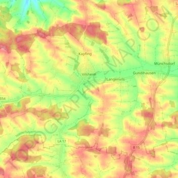Vilsheim topographic map, elevation, terrain