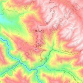Huancaspata topographic map, elevation, terrain