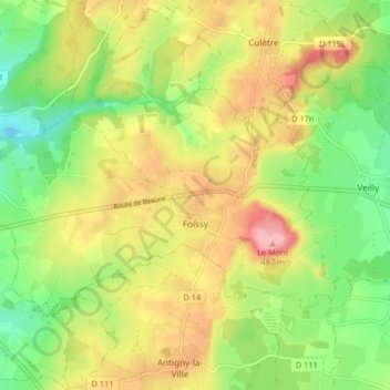 Foissy topographic map, elevation, terrain