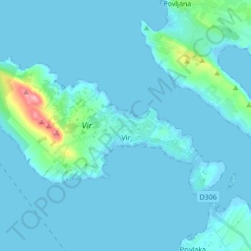 Općina Vir topographic map, elevation, terrain