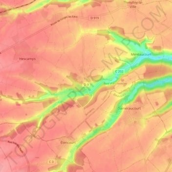 Agnières topographic map, elevation, terrain
