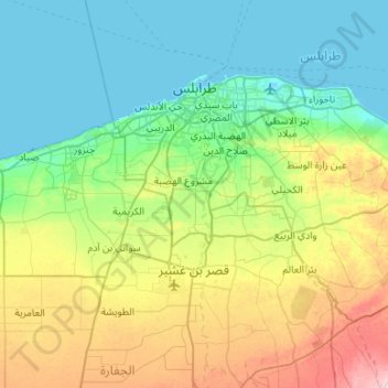 Tripoli topographic map, elevation, terrain