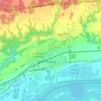 Thurso topographic map, elevation, terrain