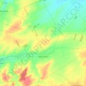 Saint-Lupien topographic map, elevation, terrain