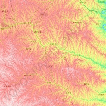Yanchang topographic map, elevation, terrain