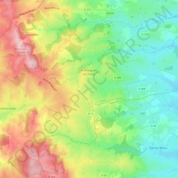 Montaiguët-en-Forez topographic map, elevation, terrain