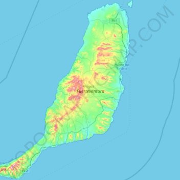Fuerteventura topographic map, elevation, terrain