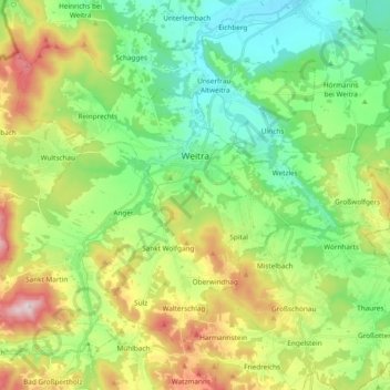 Weitra topographic map, elevation, terrain
