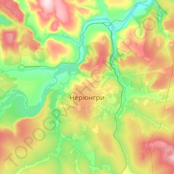 Нерюнгри topographic map, elevation, terrain
