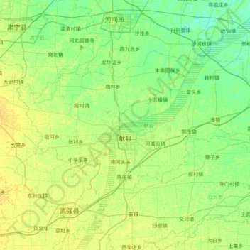 Xian topographic map, elevation, terrain