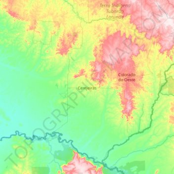 Cerejeiras topographic map, elevation, terrain