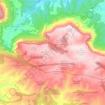 Gorobel/Sierra Salvada topographic map, elevation, terrain