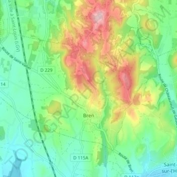 Bren topographic map, elevation, terrain